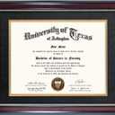 GraduationMall 8.5x11 Diploma Frame with Black over Gold Mat or Display 11x14 Document without Mat, UV Protection Acrylic, Mahogany with Gold Beads