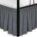 Biscaynebay Wrap Around Bed Skirts with Split Corners for Queen Beds 14" Drop, Dark Grey Elastic Dust Ruffles Adjustable Easy Fit Wrinkle & Fade Resistant Silky Luxurious Fabric Machine Washable