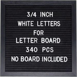 Pre-Cut 3/4 Inch White Letters for Felt Letter Board,340pcs plastic letters including Characters,Numbers,Symbols&Emoji for Message Board - (No Board Included)