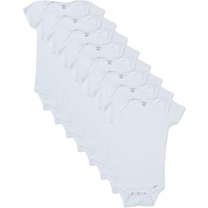 Gerber unisex-baby 8-pack Short Sleeve Onesies Bodysuits (0-3 Months, Solid White)