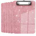 6 PCS A5 Size Clipboards, Size 6" x 9"in ClipBoards, Glitter Clipboard with Low Profile Clip, Sparkle Plastic Clipboard, Cute Hanging Clip Boards for Office Supplies Clipboards Mini Clip Board-Pink