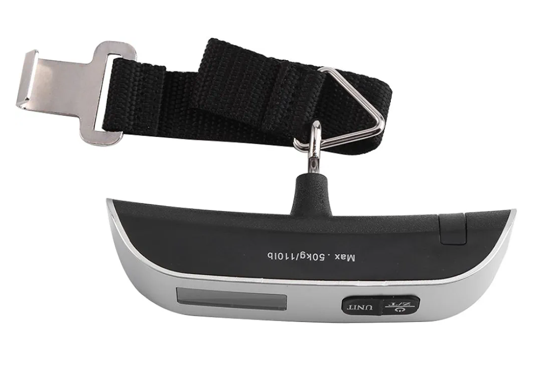 Digital Luggage Scale, Portable T-Shaped Hand Held with LCD Backlight, 50kg Maximum Capacity, Silver, for Travel Suitcase Weight Measurement
