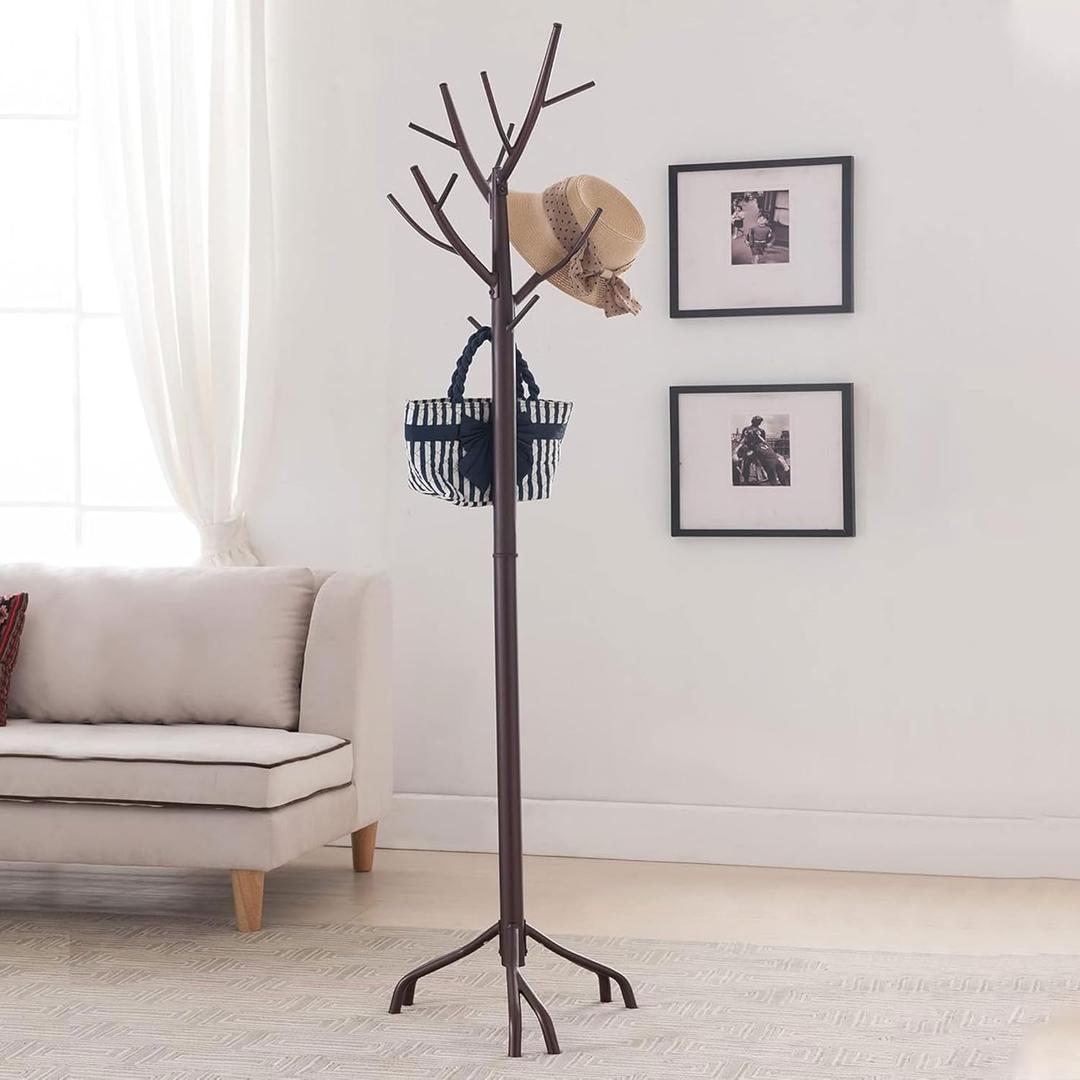 Kings Brand Furniture - Metal Hall Tree Freestanding Coat & Hat Rack with Branches, Bronze
