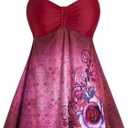 Rosegal Gothic Floral Tribal Print Empire Waist Tankini Swimsuit 3X