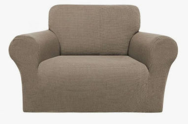 Sofa Slipcover 1-Piece Couch Cover Non Slip Sofa Cover with Elastic Bottom Thick Soft Sofa Covers Washable Polyester Spandex Jacquard Fabric Stripe Design(Sofa, Natural) 60x70