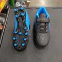 brooman Kids Firm Ground Soccer Cleats Boys Girls Athletic Outdoor Football Shoes (13 Little Kid, Black Blue)