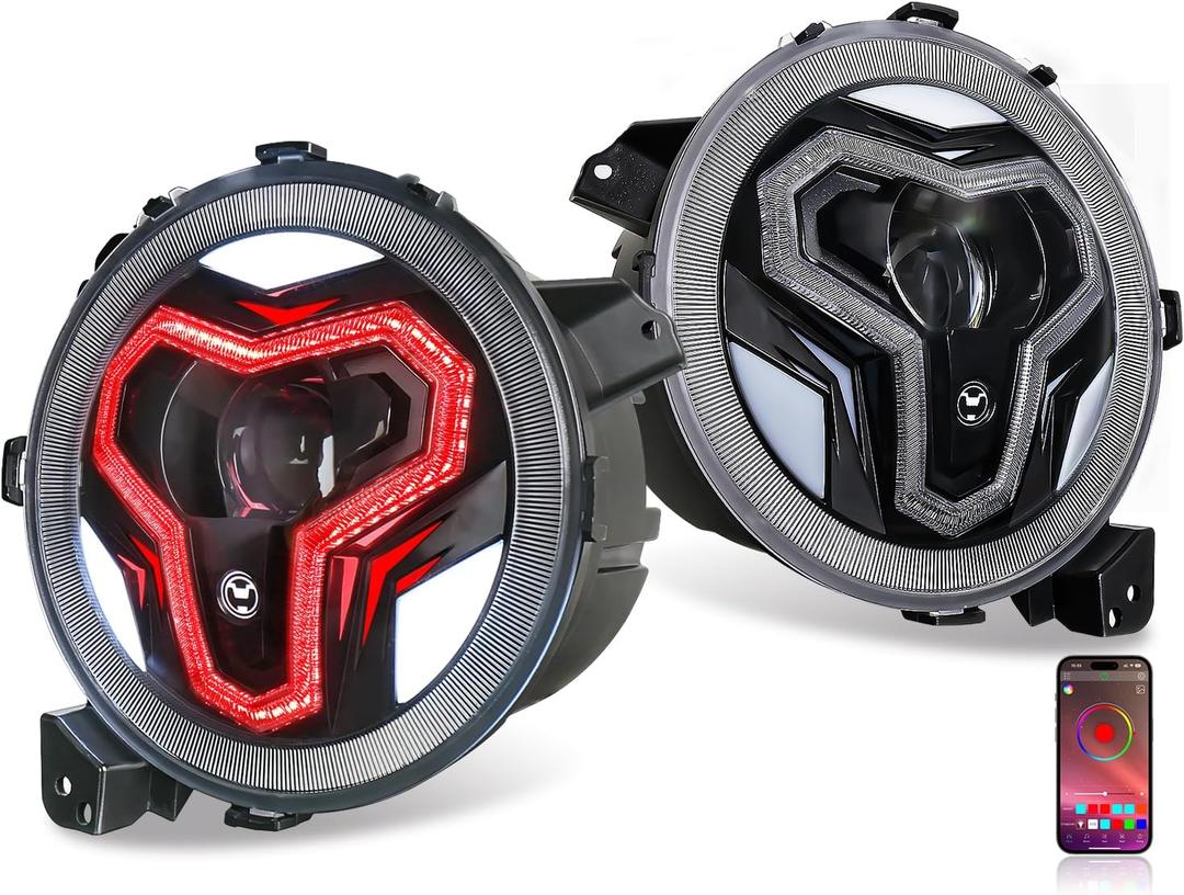 9” LED Lights Multi-Function Halo for Jeep Wrangler JL Gladiator JT
Hi-Lo Beam, Anti-glare Z-shaped beam pattern, Multi-Function Halo, Bluetooth APP Control, for Jeep Wrangler JL 2018+