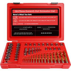 53 Pcs Spiral Screw Extractor Bolt Extractor Set, 6542/4341 HSS Left Hand Drill Bit Set, Easy Out Bolt Extractor Set Multi-Spline Stripped Bolt Remover for Broken Rusted Nuts Bolts Screw