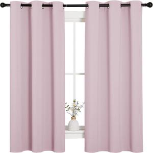 NICETOWN Nursery Essential Thermal Insulated Solid Grommet Top Blackout Curtains/Drapes (1 Pair, 42 x 63 inches in Baby Pink)