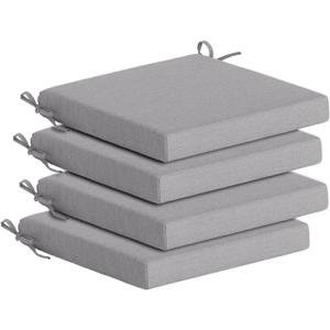 Goodgoods 18.5 x 18.5 Outdoor Chair Cushions Set of 4, Fade-Resistant & Water-Resistant Patio Seat Cushion Pads with Ties, 30D High-Resilience Foam for Dining Room Kitchen Chairs, Stone Gray