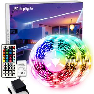 dalattin Led Lights for Bedroom 130ft RGB Led Strip Lights, Color Changing Remote Controller 24V Power Supply Led Light Strips Indoor Decoration, 2 Rolls of 65ft