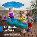 Step 2 Spill & Splash Seaway Water Table for Kids, Two-Tier Outdoor Kids Water Sensory Table with Umbrella, Ages 1.5+ Years Old, 11 Piece Water Toy Accessories, Small Pack