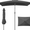 HASLE OUTFITTERS Rectangular Patio Umbrella, 6.5 x 10 ft Rectangle Table Umbrellas w/Heavy Duty Ribs, Effortless Crank and Push Button Tilt, Wind Resistant Sun Umbrella for Outdoor Patio, Gray
