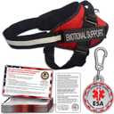 ESA Dog Vest + ID Tag + 50 ADA Information Cards - Emotional Support Dog Harness in Sizes X Small to XX-Large Metal Dog Tag Durable Clip Service Dog Information Cards