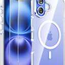 SMARTDEVIL Magnetic MagSafe Case for iPhone 16 Plus, Strong Magnetic Clear Shockproof Cover with 2 Screen Protectors, Ultra-Slim Anti-Yellowing Phone Case (White)