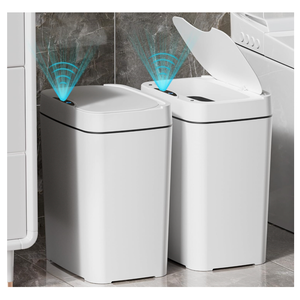 2 Pack 2.7 Gal Bathroom Trash Can with Lid, Automatic Trash Can Small Smart Garbage Can Touchless, Slim Motion Sensor Waterproof Plastic Trash Bins for Bedroom Office Kitchen Toilet