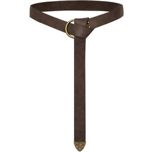 SCARLET DARKNESS Medieval Leather Belt Renaissance Accessory Pirate Viking Belt for Men Women (Coffee)