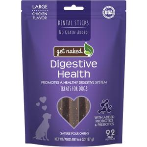 Get Naked Grain Free 1 Pouch 6.6 Oz Digestive Health Dental Chew Sticks, Large (EXP 08/20/27)