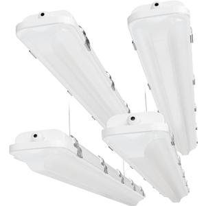4FT LED Wide Vapor Tight Light, 60W/50W/40W 3CCT IP65 Shop Light 4-Pack