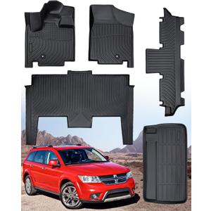 Heavy Duty All Weather Floor Mats 3 Row Cargo Liner for Dodge Grand Caravan 2008-2020 Waterproof Anti-Slip Rubber for 7 Seats Caravan SE/SXT/Crew Accessories 2019 2018 2017 2016 2015 2014 2013 2012