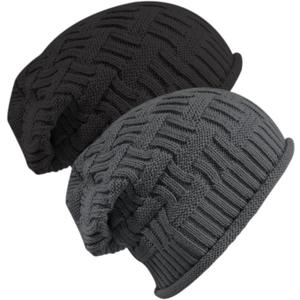 Senker Fashion Beanie Hats for Women, Winter Slouchy Knit Beanies Warm Fleece Lined Chunky Oversized Skull Cap Gifts (Dark Grey Black)