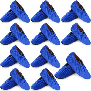 JaGely 11 Pairs Reusable Shoe Covers Non Slip Cloth Washable Thickened Bowling Shoe Covers for Indoors Men Women (Blue)