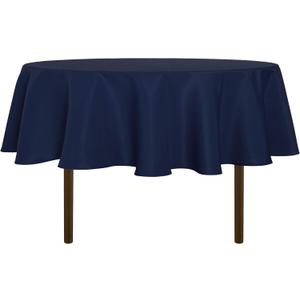 sancua 60 Inch Round Tablecloth (Fits 20-48 Inch Tables), Water Resistant Spill Proof Washable Polyester Table Cloth Decorative Fabric Table Cover for Dining, Buffet Parties and Camping, Navy
