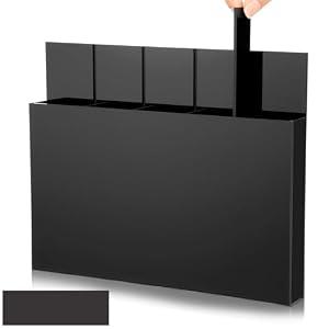 Honeydak Acrylic Straw Holder for Cabinet Magnetic Dispenser with Removable Partitions Reusable Straw Organizer Storage Space-saving for Cabinet Door Fridge Kitchen Bar(Black)