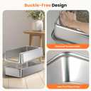 Stainless Steel Litter Box with Metal Lid and Scoop - Enclosed Metal Litter Box for Large Cats, Rust-Resistant, Odor-Control, Easy to Clean, Durable & Long-Lasting with Round Edge (XL-)