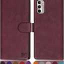 SUANPOT for Motorola Moto G 5G 2022 Wallet case RFID Blocking Credit Card Holder, Flip Folio Book PU Leather Phone case Shockproof Cover Women Men for Moto G 5G Phone case (Wine Red)
