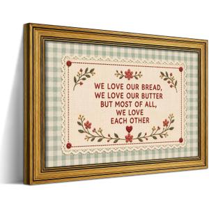 Gold Framed Vintage Kitchen Wall Art, Motivational Quote Artwork 16x24 Inch