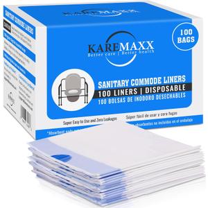 100 Bedside Commode Liners Bags for Commode Toilet - Leak Proof & Odorless Potty Liners for Portable Potty Chair Liners - Potty Bags for Portable Toilet Bag - Bedside Toilet Liners Disposable Adult