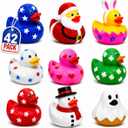 4E's Novelty Rubber Ducks for All Holidays, Bulk Pack of 42 - Includes 6 of Each Holiday, Patriotic July 4 Ducks, Halloween Ducks, Bath Toys for Kids, Gift for Jeep Owners, Jeep Ducking