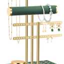 3 Tier Bracelet Holder Display - Detachable T Bar Dark Green Velvet Bracelet Holder, Jewelry Holder Organizer for Bracelet, Necklace, Earrings, Rings