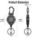 MNGARISTA 2-Pack Retractable Keychain, Heavy Duty Carabiner Badge Holder, Tactical ID Badge Reel Key Chain with 31.5 Steel Retractable Cord, 8.0 oz