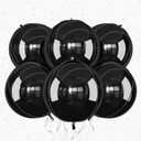 6Pcs Black Round Foil Balloons,Giant 4D Round Ball Balloons,22 Inch Metallic Black Balloon for New Years Birthday Wedding Graduation Prom Party Decorations