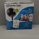 Comfort Zone 16-Inch Oscillating Pedestal Fan  3-Speed High-Velocity Cooling, Adjustable Height & Tilt, Quad-Pod Folding Base, Black  ETL Listed