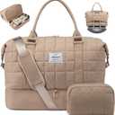 LOVEVOOK Travel Duffel Bag - Versatile Weekender Bag for Women, Puffer Carry On & Overnight Bag for Short Trips, Coffee Brown