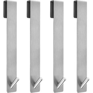 Kontoyo Shower Door Hooks(10 Inch),Extended Over Door Hooks for Bathroom Frameless Glass Shower Door,Stainless Steel Towel Hooks,Heavy Duty Rack Hooks for Robe,Towel-4 Pack-Silver