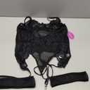 Avidlove Women Sexy Lingerie Lace Bodysuit with Garter Belt & Thigh Straps Mesh Garter Lingerie Set (Large, Black)