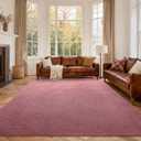 FinRec 6x9 Washable Area Rugs for Bedroom Living Room, Low Pile Thin Rug Solid Color, Non-Slip Carpet Indoor for Home Decor (Red/White)