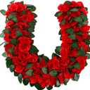 Riceshoot 15.7 Inch Derby Horse Racing Decorations Rose Wreath Red Artificial Flower Horseshoe Wreath Farmhouse Equestrian Door Decor for Horse Race Day Party Decorations