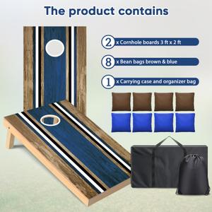 Boards Set - Regulation Size 4x2/3x2ft Solid Wood Corn Hole Game Set with 8 Bean Bags and 2 Boards - Perfect for Outdoor Game, Family Gatherings, Lawn and Travel, Bean Toss Game