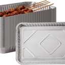 50 Pack Aluminum Foil Pans - Disposable Baking Pans for Oven Cooking - Multi-Purpose Trays for BBQ, Roasting and Meal Prep - Foil Pan Set for Holiday Catering, Picnic and Takeout