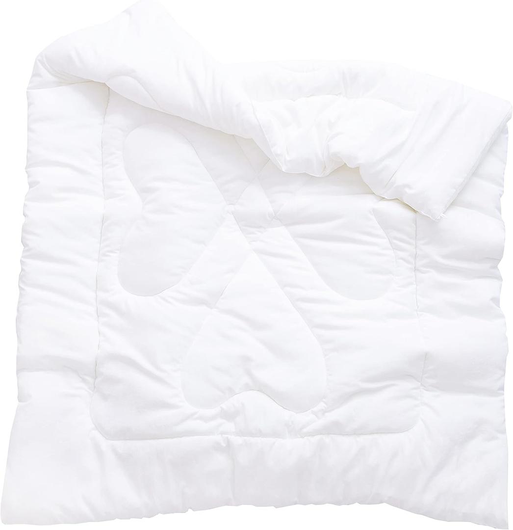 Boys Girls Crib Toddler White Comforter Down Alternative Quilt Lightweight Duvet Insert for Summer Machine Washable (47" X 59", White 1.3 pounds)