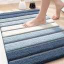 DEXI Bath Mats for Bathroom, 16x24 Absorbent Microfiber Bath Mat Quick Dry, Washable Bathroom Rugs with Non Slip Backing for Shower Floor, Blue