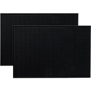 BARsics PVC Bar Service Mat for Cocktail Bartender 18x12 inches (Black 2-Pack)
