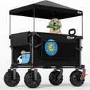 Portal 350L Collapsible Wagon Cart with Removable Canopy, 270LB Folding Utility Cart with Rear Door for Pet, Camping, Beach, and Outdoor Adventures