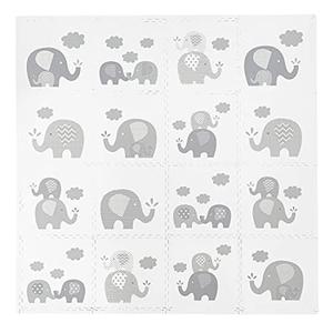 Tadpoles Elephant Print Play Mat Set, Grey, 16 Piece