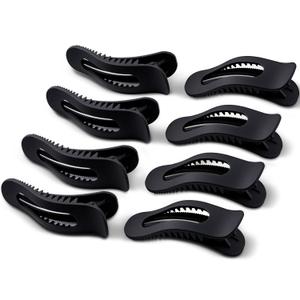2 x 8 Pcs Large French Flat Hair Clip for Women Strong Hold Lay Flat Claw Clips for Thick Thin Hair Non Slip Rectangle Alligator Barrettes,Matte Black